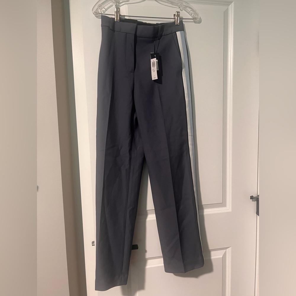 NWT Aritzia Babaton Vintage Navy High Rise Straight Leg Dress Pants w/ stripe
